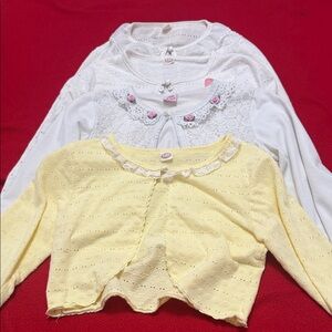Yellow and White Kids Cardigan Set